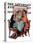 "Breakfast Table" or "Behind the Newspaper" Saturday Evening Post Cover, August 23,1930-Norman Rockwell-Stretched Canvas