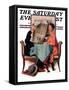 "Breakfast Table" or "Behind the Newspaper" Saturday Evening Post Cover, August 23,1930-Norman Rockwell-Framed Stretched Canvas