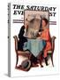 "Breakfast Table" or "Behind the Newspaper" Saturday Evening Post Cover, August 23,1930-Norman Rockwell-Stretched Canvas