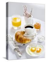 Breakfast with Coffee, Croissant, Fried Egg, Jam and Orange Juice-Ira Leoni-Stretched Canvas