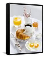 Breakfast with Coffee, Croissant, Fried Egg, Jam and Orange Juice-Ira Leoni-Framed Stretched Canvas