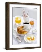 Breakfast with Coffee, Croissant, Fried Egg, Jam and Orange Juice-Ira Leoni-Framed Photographic Print