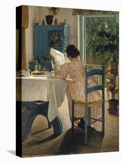 Breakfast with the Morning Newspaper, 1898-Laurits Andersen Ring-Stretched Canvas