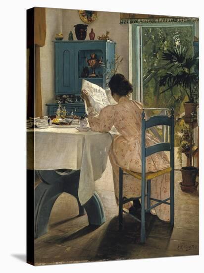 Breakfast with the Morning Newspaper, 1898-Laurits Andersen Ring-Stretched Canvas