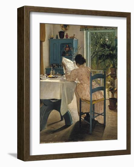 Breakfast with the Morning Newspaper, 1898-Laurits Andersen Ring-Framed Premium Giclee Print