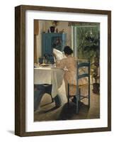 Breakfast with the Morning Newspaper, 1898-Laurits Andersen Ring-Framed Giclee Print