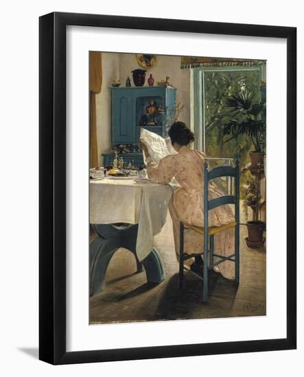 Breakfast with the Morning Newspaper, 1898-Laurits Andersen Ring-Framed Giclee Print