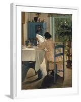 Breakfast with the Morning Newspaper, 1898-Laurits Andersen Ring-Framed Giclee Print