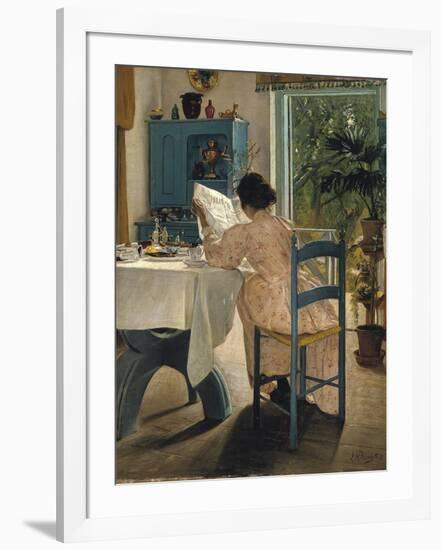 Breakfast with the Morning Newspaper, 1898-Laurits Andersen Ring-Framed Giclee Print