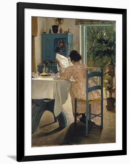 Breakfast with the Morning Newspaper, 1898-Laurits Andersen Ring-Framed Giclee Print