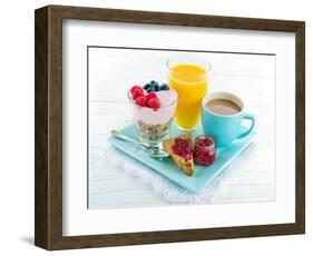 Breakfast With Yoghurt, Berries, Juice, Toast And Coffee-Anna-Mari West-Framed Art Print