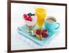 Breakfast With Yoghurt, Berries, Juice, Toast And Coffee-Anna-Mari West-Framed Art Print