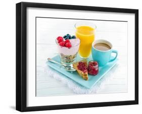 Breakfast With Yoghurt, Berries, Juice, Toast And Coffee-Anna-Mari West-Framed Art Print