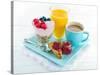 Breakfast With Yoghurt, Berries, Juice, Toast And Coffee-Anna-Mari West-Stretched Canvas