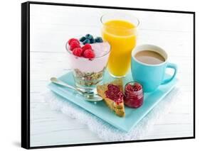 Breakfast With Yoghurt, Berries, Juice, Toast And Coffee-Anna-Mari West-Framed Stretched Canvas