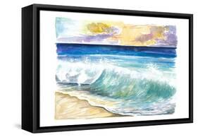 Breaking Eastern Caribbean Waves with Sunset on Antilles Island-M. Bleichner-Framed Stretched Canvas