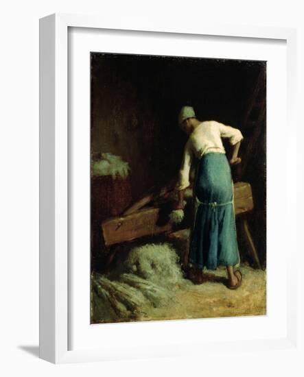 Breaking Flax, C.1850-51-Jean-François Millet-Framed Giclee Print