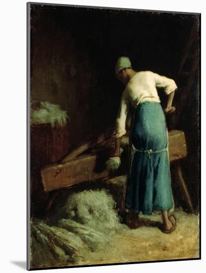 Breaking Flax, C.1850-51-Jean-François Millet-Mounted Giclee Print