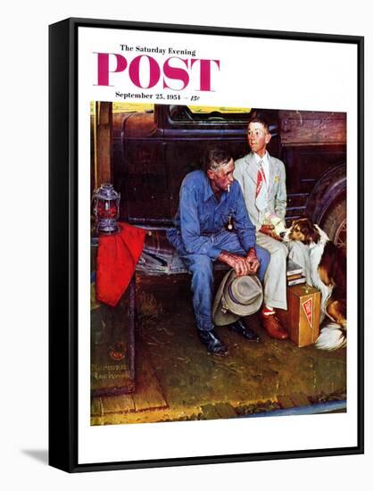 "Breaking Home Ties" Saturday Evening Post Cover, September 25,1954-Norman Rockwell-Framed Stretched Canvas