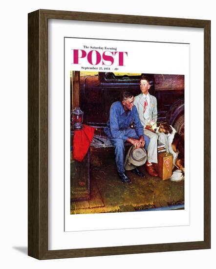 "Breaking Home Ties" Saturday Evening Post Cover, September 25,1954-Norman Rockwell-Framed Giclee Print