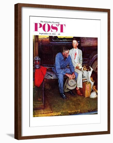 "Breaking Home Ties" Saturday Evening Post Cover, September 25,1954-Norman Rockwell-Framed Giclee Print