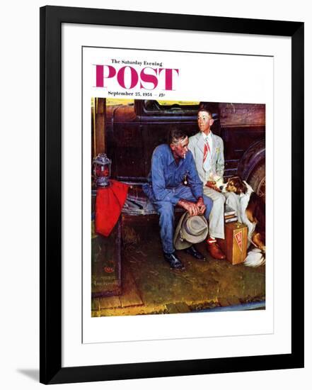 "Breaking Home Ties" Saturday Evening Post Cover, September 25,1954-Norman Rockwell-Framed Giclee Print