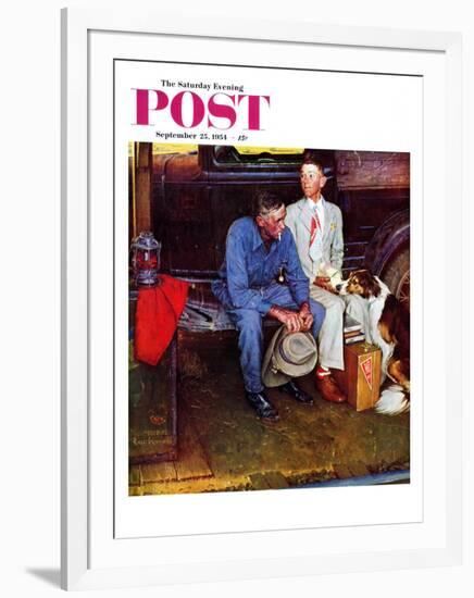 "Breaking Home Ties" Saturday Evening Post Cover, September 25,1954-Norman Rockwell-Framed Giclee Print