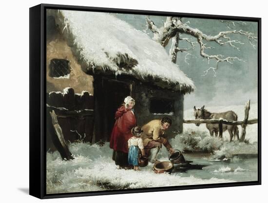 Breaking the Ice-George Morland-Framed Stretched Canvas