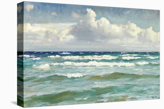 Breaking the waves off Skagen, 1919-Michael Ancher-Stretched Canvas