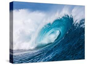 Breaking tubing wave at Teahupoo surf break, Tahiti, French Polynesia-Mark A Johnson-Stretched Canvas