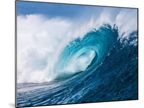 Breaking tubing wave at Teahupoo surf break, Tahiti, French Polynesia-Mark A Johnson-Mounted Photographic Print