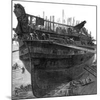 Breaking Up the Hospital Ship 'Dreadnought' at Chatham Dockyard, 1875-null-Mounted Giclee Print