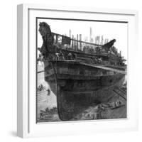 Breaking Up the Hospital Ship 'Dreadnought' at Chatham Dockyard, 1875-null-Framed Giclee Print