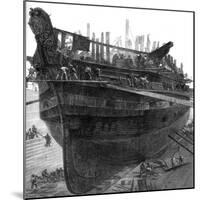 Breaking Up the Hospital Ship 'Dreadnought' at Chatham Dockyard, 1875-null-Mounted Giclee Print