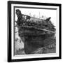 Breaking Up the Hospital Ship 'Dreadnought' at Chatham Dockyard, 1875-null-Framed Giclee Print