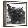 Breaking Up the Hospital Ship 'Dreadnought' at Chatham Dockyard, 1875-null-Framed Giclee Print