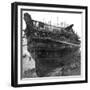 Breaking Up the Hospital Ship 'Dreadnought' at Chatham Dockyard, 1875-null-Framed Giclee Print