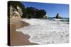 Breaking Wave at Cathedral Cove-Stuart-Stretched Canvas