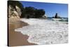 Breaking Wave at Cathedral Cove-Stuart-Stretched Canvas