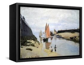 Breakwater at Trouville, Low Tide, 1870-Claude Monet-Framed Stretched Canvas