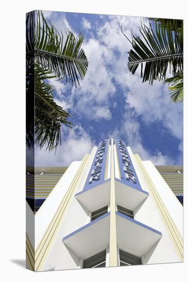 Breakwater Hotel, Facade, Art Deco Hotel, Ocean Drive, South Miami Beach-Axel Schmies-Stretched Canvas