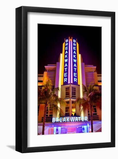 Breakwater Hotel on Ocean Drive in the Art Deco District of South Miami Beach-null-Framed Art Print