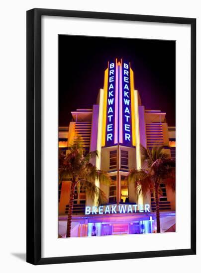 Breakwater Hotel on Ocean Drive in the Art Deco District of South Miami Beach-null-Framed Art Print