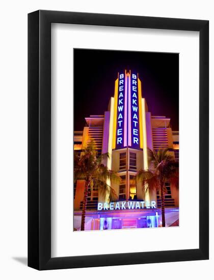 Breakwater Hotel on Ocean Drive in the Art Deco District of South Miami Beach-null-Framed Art Print