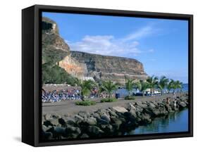 Breakwater, Puerto De Mogan, Gran Canaria, Canary Islands-Peter Thompson-Framed Stretched Canvas