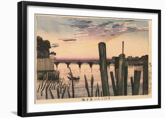 Breakwater Stakes and Ry?goku Bridge-Kobayashi Kiyochika-Framed Art Print