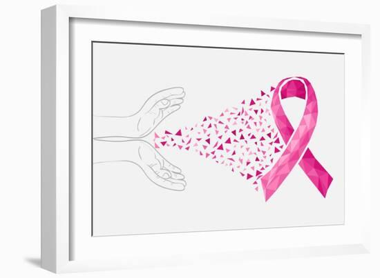 Breast Cancer Awareness Ribbon - Human Hands-cienpies-Framed Art Print
