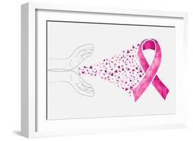 Breast Cancer Awareness Ribbon - Human Hands-cienpies-Framed Art Print