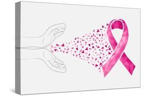 Breast Cancer Awareness Ribbon - Human Hands-cienpies-Stretched Canvas