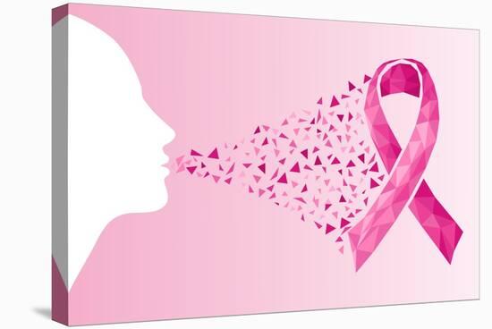 Breast Cancer Awareness Ribbon - Woman's Face-cienpies-Stretched Canvas